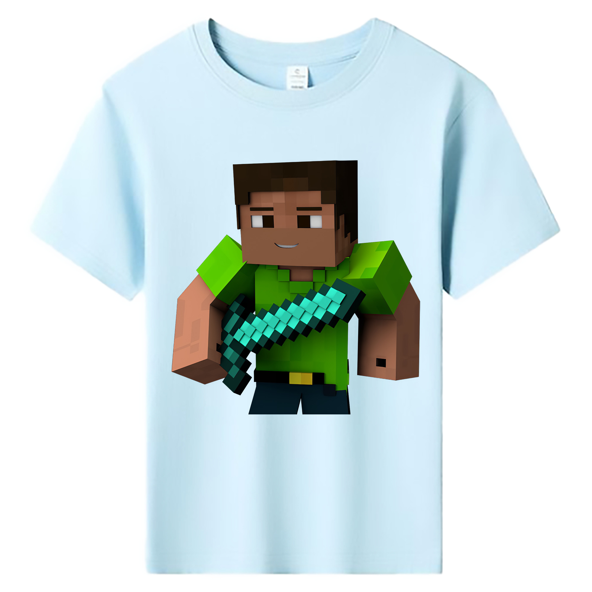 （画像用） マインクラフト ブロックの世界 Minecraft MC Block world 綿100％キッズTシャツ（フロントプリント）